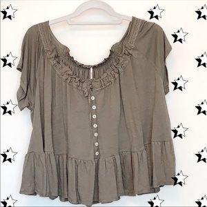 ‼️SOLD‼️Free People Army Green Flowy Top